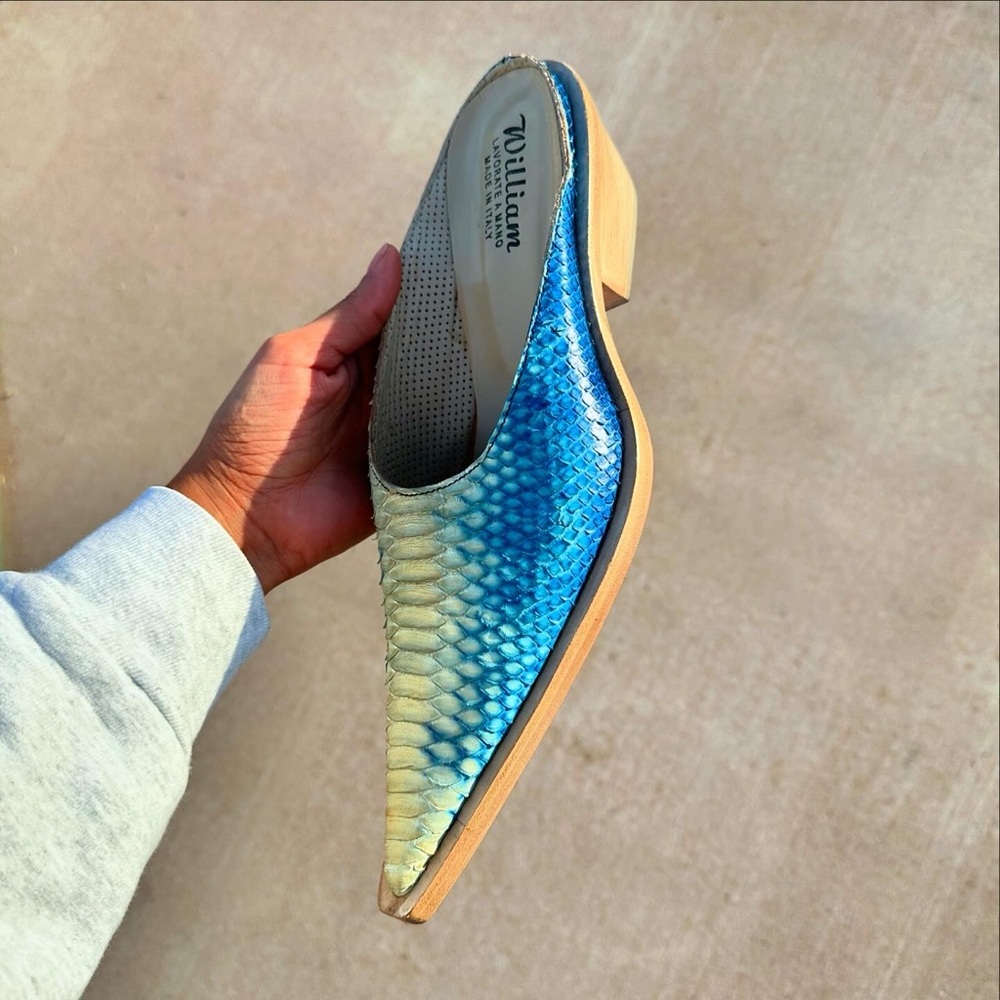 Gorgeous Electric Blue Python Mules - image 2